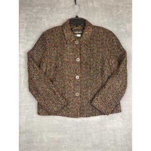 VTG Tweed Jacket Womens 12 Brown Lined Acrylic Mohair Blend Made in USA